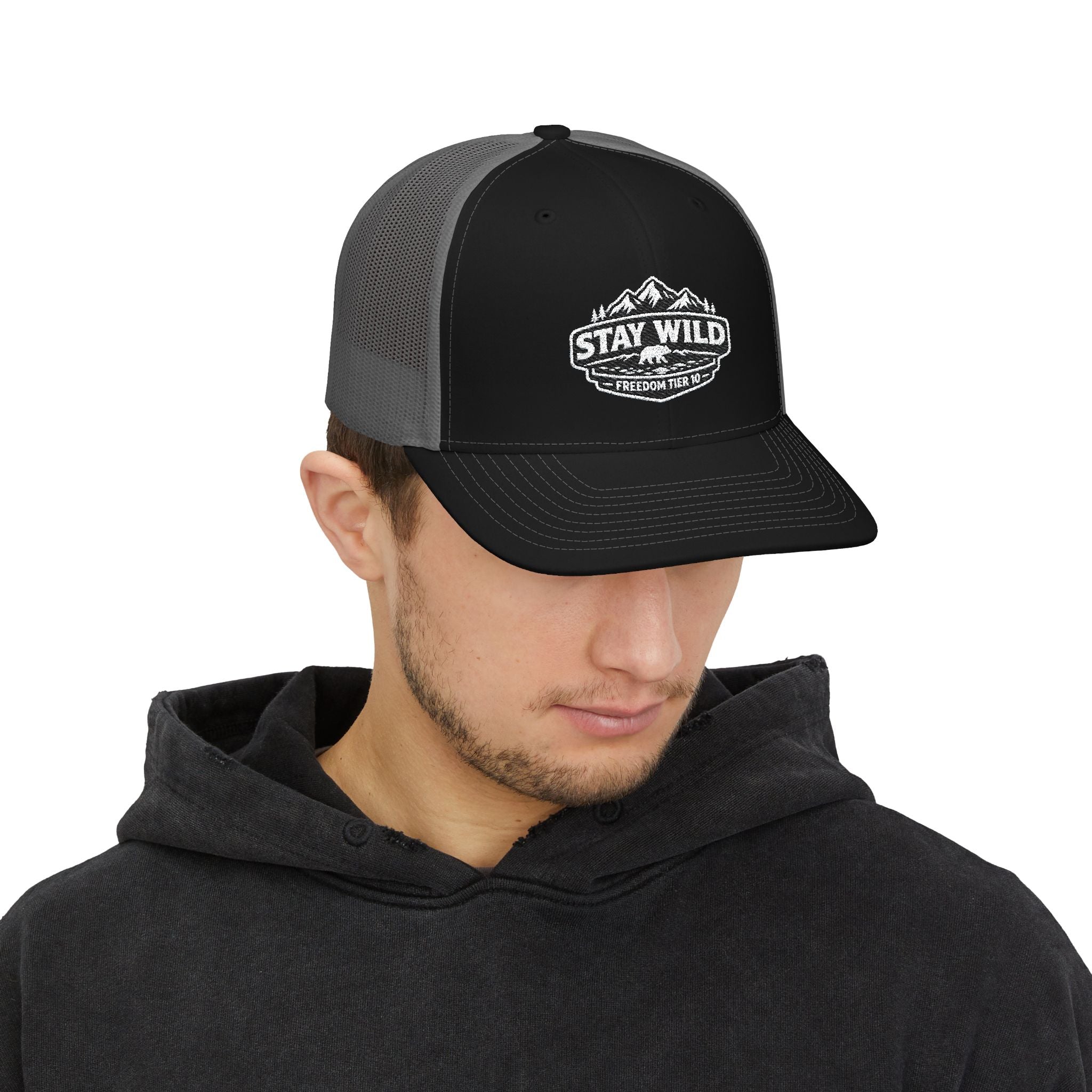 Stay Wild Trucker Cap — Outdoor Adventure Snapback Hat